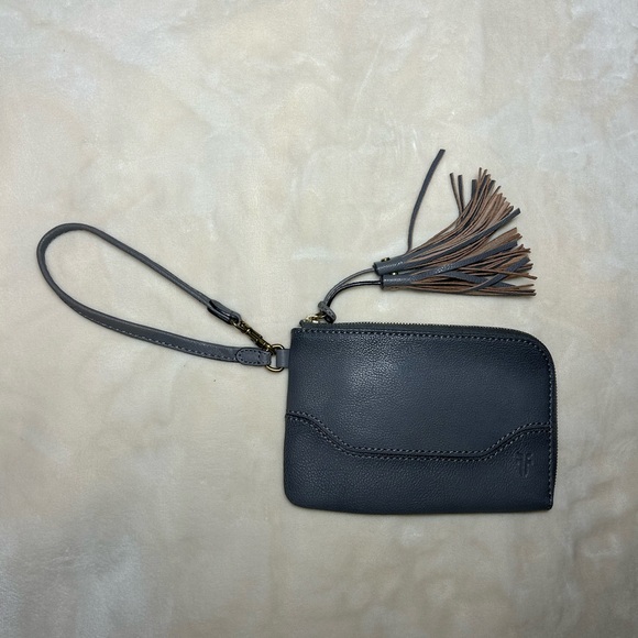 Frye “Paige” Charcoal Leather Wristlet with Tassel Accents - Picture 8 of 9